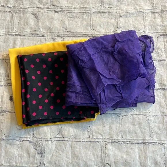 LOT OF (3) SQUARE DIFFERENT SIZE SCARVES VINTAGE HANKIES AND PURPLE SHEER GAP - Picture 2 of 9